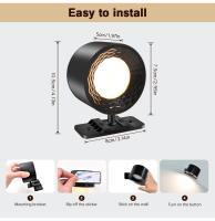Luz De Lectura LED Con Control Remoto Y Rotación De 360° Luz Nocturna Montada En La Pared De 3 Temperaturas De Color Y 3 Niveles De Brillo Recargable - details 2