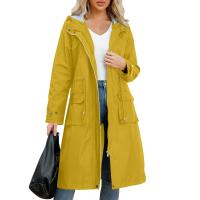 Abrigo De Trench Para Mujer Con Capucha Y Mangas Largas De Color Sólido Estilo Británico Elegante Con Rayas Y Chaqueta Recta Impermeable Para Todas Las Estaciones - details 5