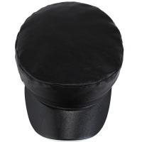 Gorro Militar De Cuero PU Para Mujeres Moda Otoño Invierno Beret Plano Casual Unisex Para Exteriores Y Pintores - details 5