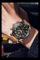 Reloj De Cuarzo Para Hombre OLEVS Con Fase Lunar Calendario Óptimo Resistente Al Agua Y Luz Piel Marrón Correa De Cuero Reloj De Mano Para Hombres - details 13