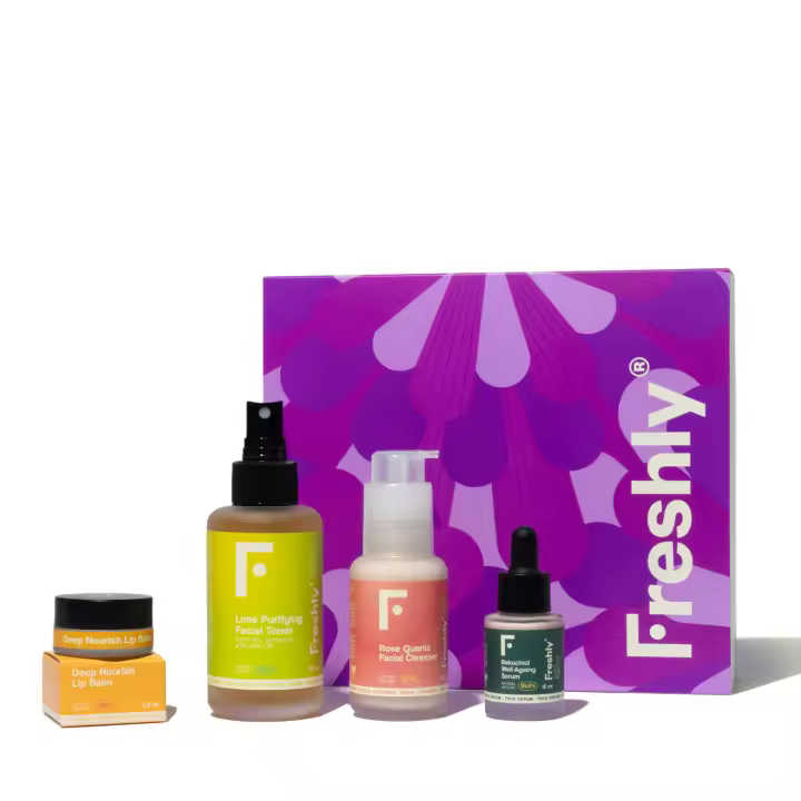 Freshly Cosmetics - Anti-Ageing Routine - Cofre rutina básica anti-ageing: limpiador, tónico y sérum bakuchiol - 1