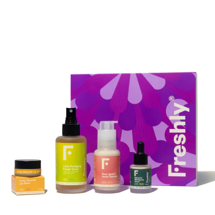 Freshly Cosmetics - Anti-Ageing Routine - Cofre rutina básica anti-ageing: limpiador, tónico y sérum bakuchiol - 1