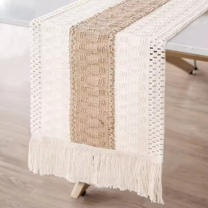 Corredor De Mesa Boho De 108 Pulgadas Para Decoración De Hogar Rústico Macramé Con Borlas Corredor De Mesa De Hotel Estilo Bohemio - 1
