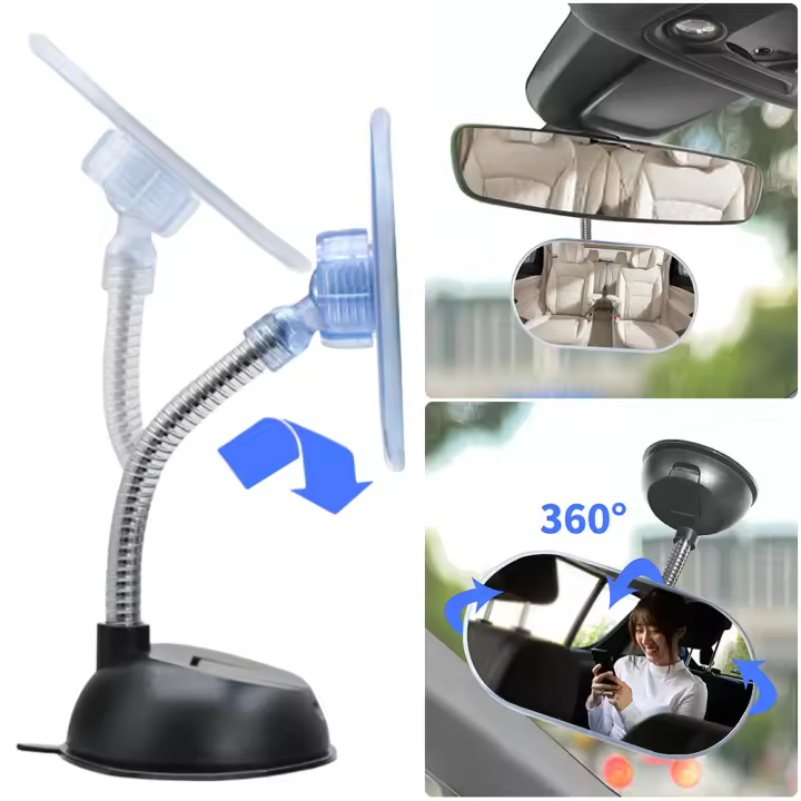 Espejo Retrovisor Para Bebé En Asiento Trasero De Coche Con Ventosa De Rotación De 360 Grados Espejo De Seguridad Para Niños Monitores De Interior Universal Blanco - 1