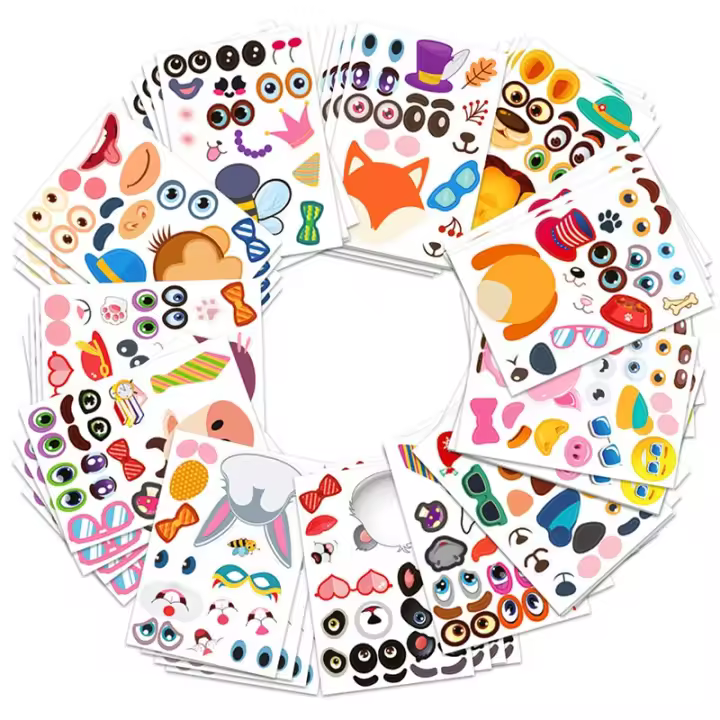 Juego Educativo Para Niños Y Niñas De 12 Hojas Puzles DIY De Animales Faces Divertidos Y Educativos Regalos Para Niños - 1