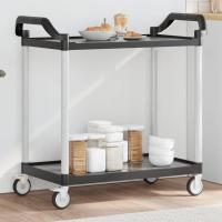 vidaXL Carrito de 2 niveles aluminio 99x50x97 cm en color Gris/Negro - details 1