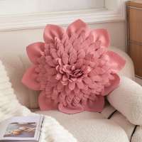 Funda de almohada con flores tridimensionales, color sólido, flor de roca, lirio de agua, cojín para mesita de noche, almohada para ventana salediza - details 1
