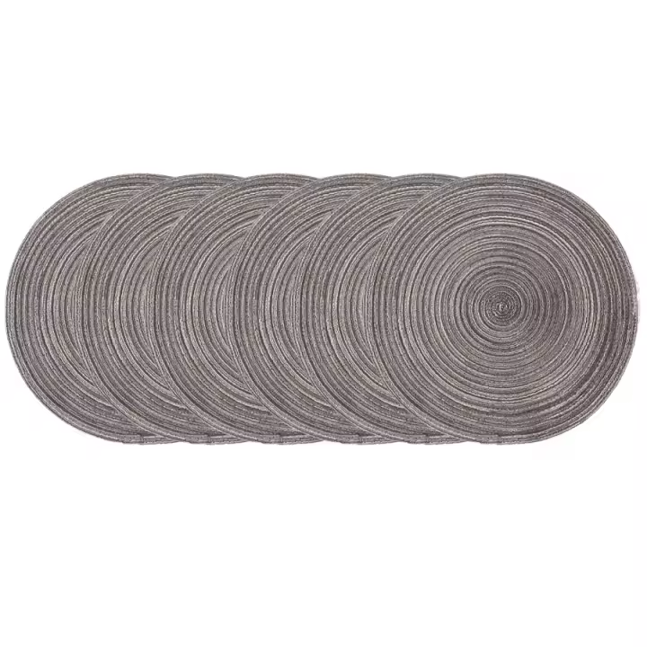 Juego De 6 Tapetes Redondos Tejidos Lavables Para Mesa De Comedor Tamaño 15 Pulgadas Decoración Americana De Poliéster Algodón - 1