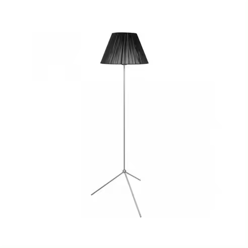 Pie De Salon 1xe27 Plata con pantalla Hilo Negro 40x40x150 Cm - 1