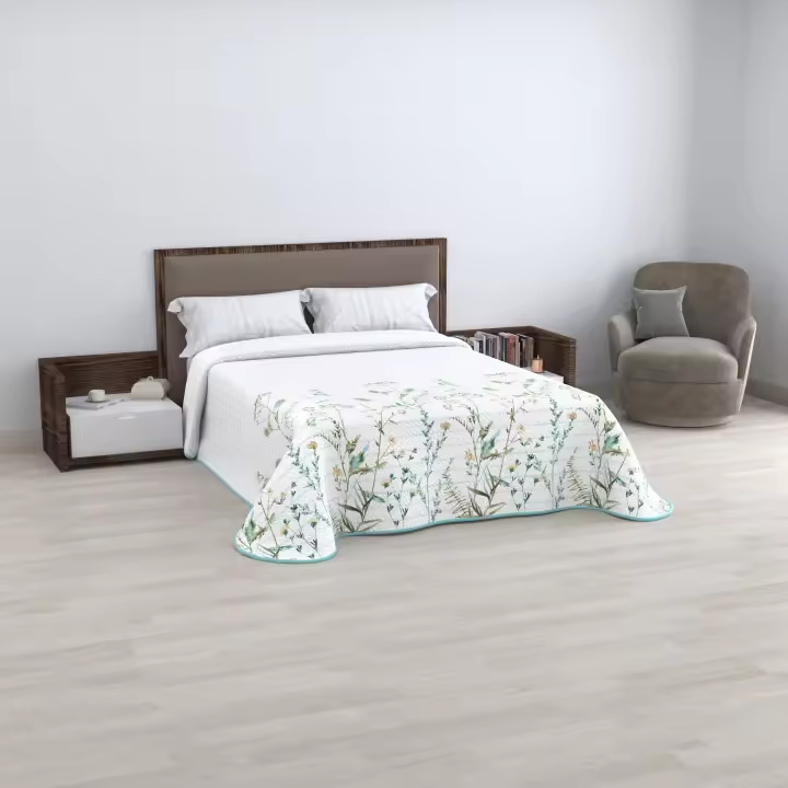 Colcha de Verano Reversible  - Disponible en Varias Medidas (90/105/135/150 cm), Modelo Eliana,Aqua Ideal para Dormitorio - 1