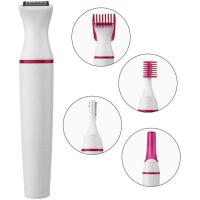 Versátil kit de recortador de cabello 5 en 1 para mujeres - Modelador de cejas, afeitadora de nariz y vello facial que funciona con baterías con cuchillas desmontables - Diseño elegante en blanco y rosa (pilas no incluidas) - details 6