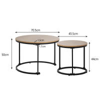 Mesa de café Redonda, Juego de 2 mesas de café, Salón, Mesa Auxiliar Redonda con Bordes, 2 mesas auxiliares Redonda. - details 5