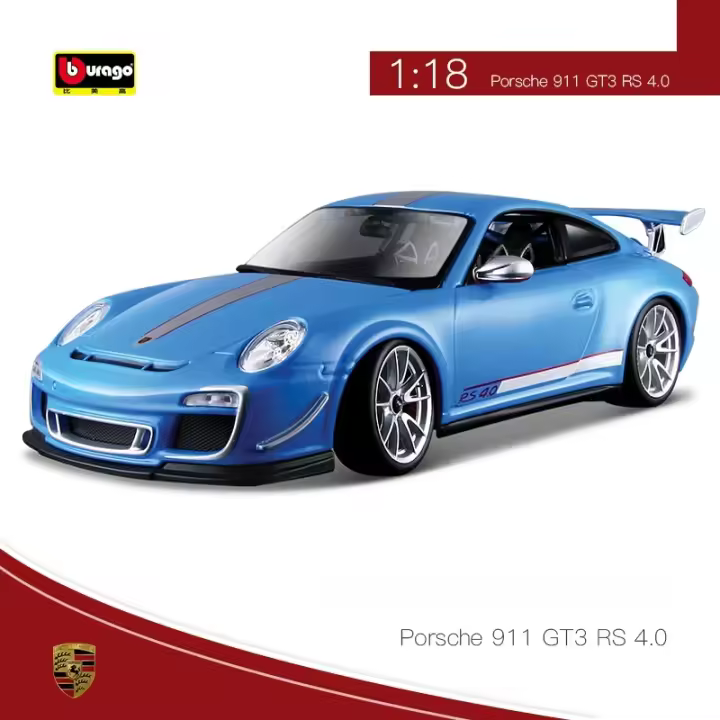 Modelo De Coche De Colección Bruago 1:18 Porsche 911 GT3 Blanco Azul En Metal Para Decoración Y Regalo Para Hombres - 1