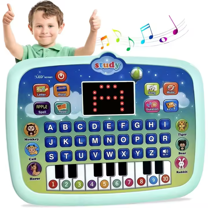 Tableta para niños, almohadilla de aprendizaje para bebés, juguetes educativos con pantalla, regalos divertidos, música, piano, alfabeto, números, palabras, ortografía y animales. - 1