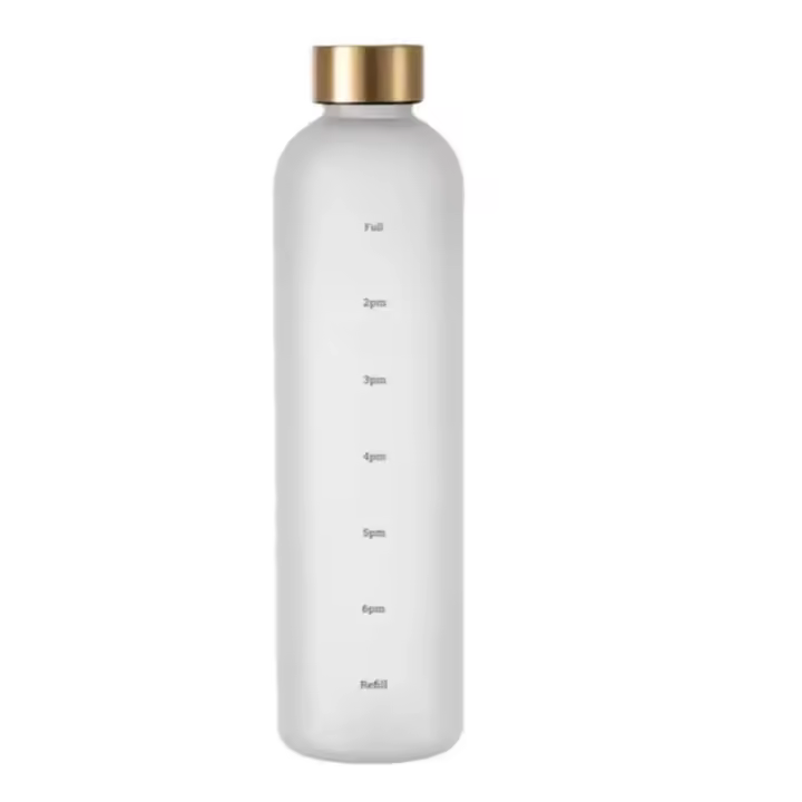Botella De Agua 1L Con Marcador De Tiempo 32 OZ Deportiva Para Fitness Viajes Al Aire Libre Portátil No Reventona Material BPA Free - 1