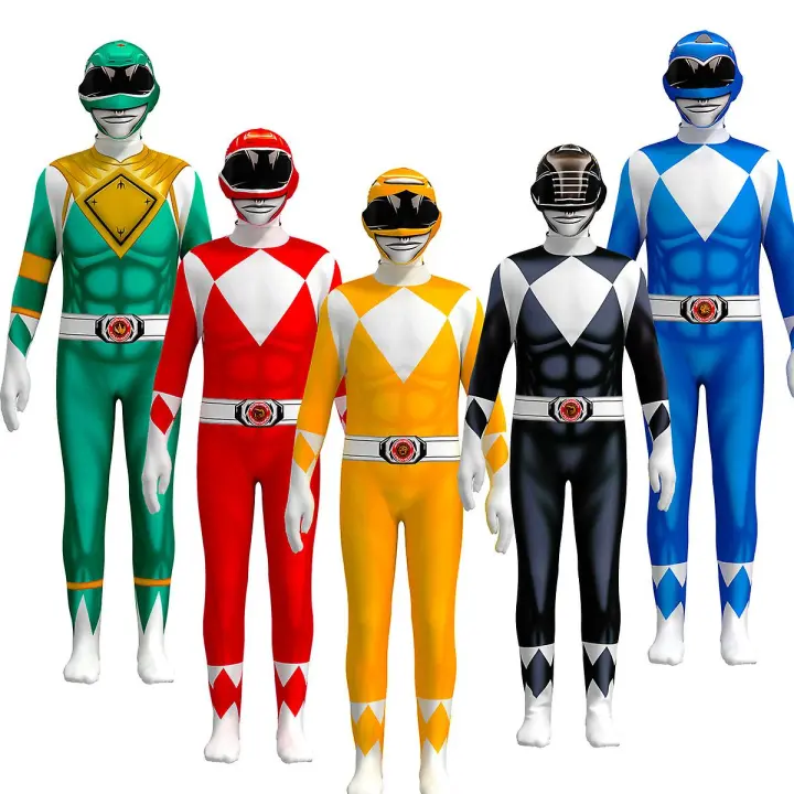 Mono de Cosplay de Power Rangers para adultos y niños, disfraz de fantasía para fiesta, Mighty Morphin - 1