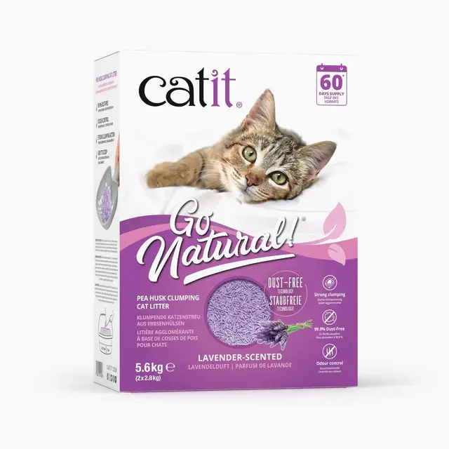 Catit Go Natural! Arena para Gatos Aglomerante de Cascara de Guisante - Lavanda - 1