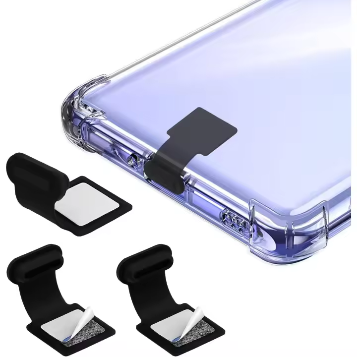 Puerto de carga a prueba de polvo tipo C, cubierta de silicona a prueba de polvo con adhesivo desmontable, compatible con teléfonos inteligentes portátiles, 0,45 x 9,84 x 3 mm/0,8x. - 1