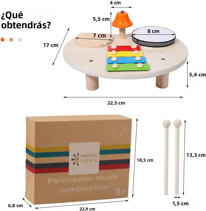 Set De Batería De Madera Para Bebés Juguete Musical Montessori Instrumentos De Percusión Para Niños De 3 a 6 Años - 1