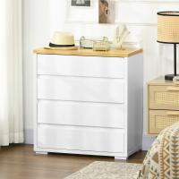 HOMCOM Cómoda 4 Cajones, Cómoda Dormitorio sin Tiradores, Cajonera para Salón, Oficina, Estilo Moderno, 70x37x75 cm, Blanco - details 1