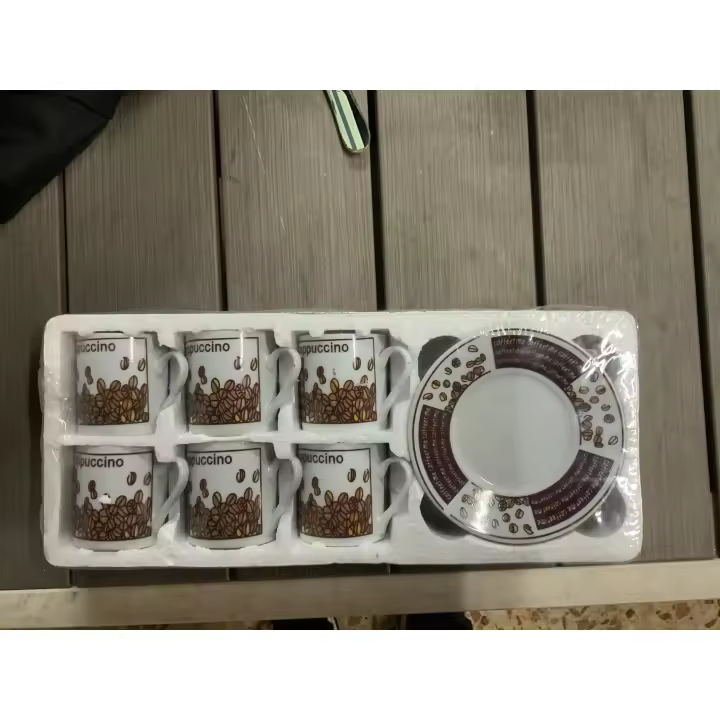 SANCO STORE- Juego de seis tazas y 6 platos de café de porcelana - 1