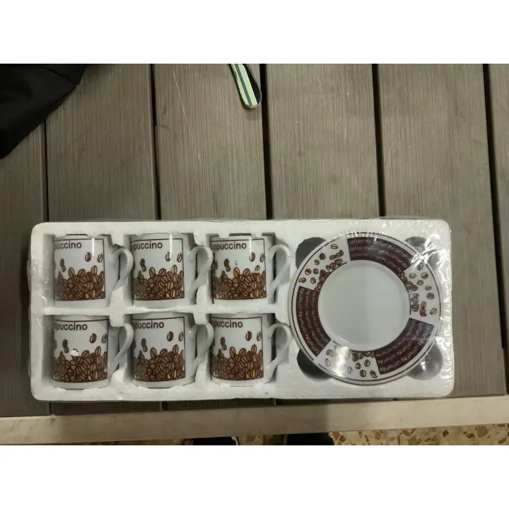 SANCO STORE- Juego de seis tazas y 6 platos de café de porcelana - 1