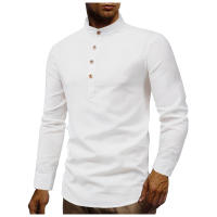 Camisa Casual Para Hombre De Color Sólido Con Cuello En Punta Y Botones Manga Larga Primavera Otoño Ropa De Hombre - details 1