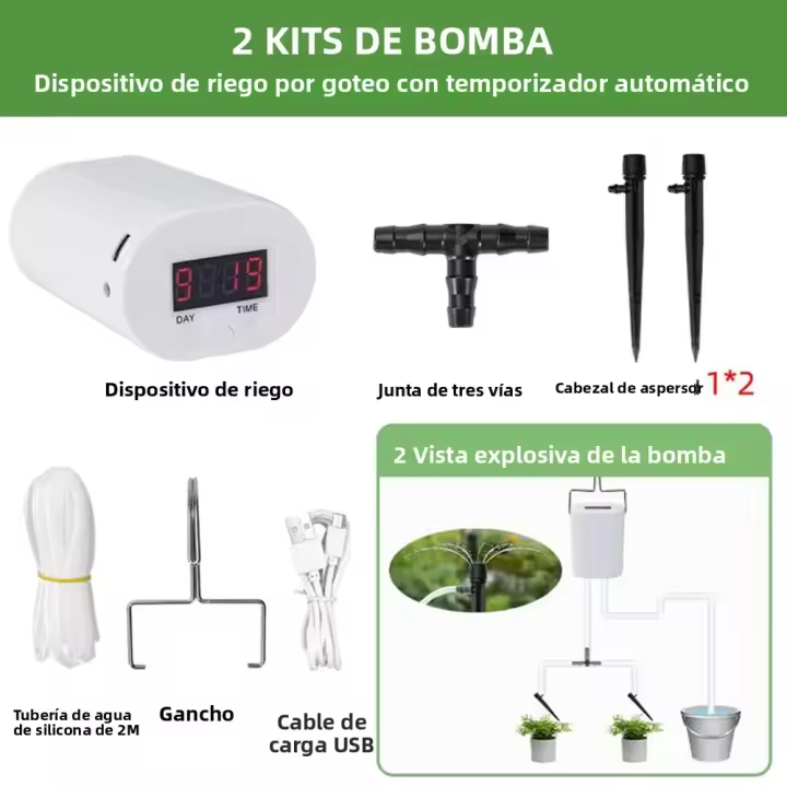 Kit De Riego Automático Para Plantas 2/8/16 Cabezas Bomba De Agua Jardín Accesorios Riegería Por Goteo Sistemas De Riego - 1