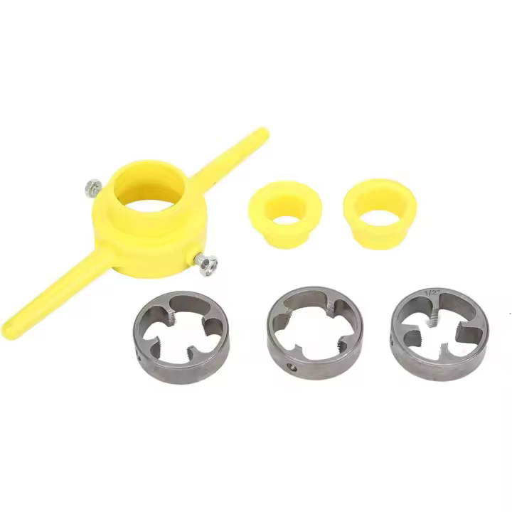 Marvellous Juego de enhebrador de Tubos con trinquete ， 1/2 "3/4" 1 "Juego de Troqueles Redondos NPT de trinquete Manual Herramienta de fontanería para enhebrar Tubos de PVC - 1