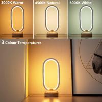 Lámpara de mesa LED pequeña, lámpara de noche ovalada, luz de mesa blanca, lámpara de escritorio que cambia de 3 colores - details 1