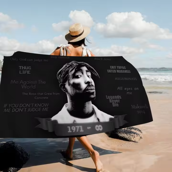Toalla De Playa Absorbente Y Secado Rápido De Microfibra Para Músicos Y Cantantes Rapper 2Pac T-Tupac Toalla De Yoga Deporte Y Viaje Tamaño 76x182cm - 1