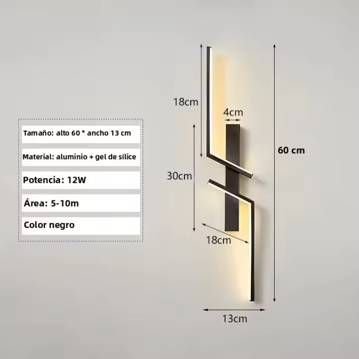 Lámpara De Pared Minimalista Para Interior En Negro Y Oro Decoración Para Sofa Y Fondo De Sala De Estar Y Dormitorio Luz LED Para Cocina Y Comedor - 1
