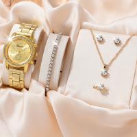 Set De 6 Piezas Reloj De Lujo Para Mujer Con Anillo Collar Y Pendientes De Strass Moda Casual Reloj De Pulsera Para Damas - details 0