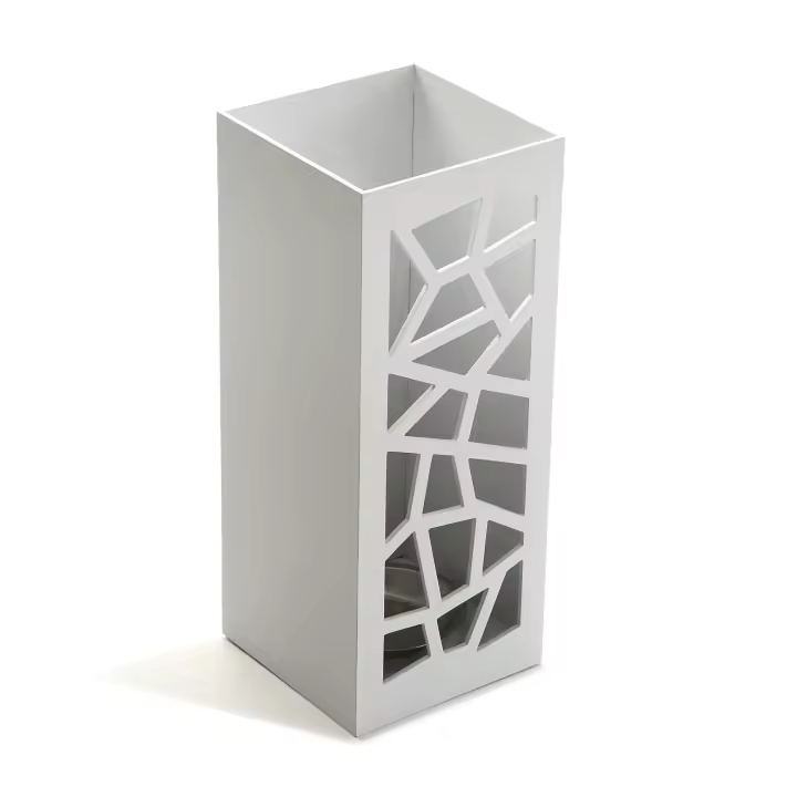 Versa Geometric Paragüero para la Entrada, Habitación o Hall, Porta paraguas moderno, , Medidas (Al x L x An) 48,5 x 22 x 22 cm, Madera MDF, Color Blanco - 1