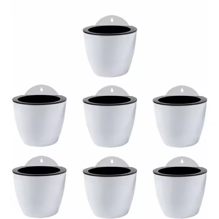 Maceteros Colgantes Riego Automático Decoración Pared Blanco 18 Cm - 1