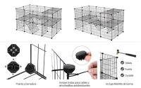 SONGMICS - Valla para animales domésticos, 2 niveles, recinto modulable, para animales pequeños, hámsters, conejos, conejillos de indias, paneles de malla, uso interior, 143 x 73 x 71 cm, Negro/Blanco - details 3