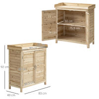 Outsunny Armario de Jardín de Madera Cobertizo Exterior Cobertizo para Almacenaje con 2 Puertas Estante y Patas Elevadas para Terraza Patio 83x40x92 cm Natural - details 2