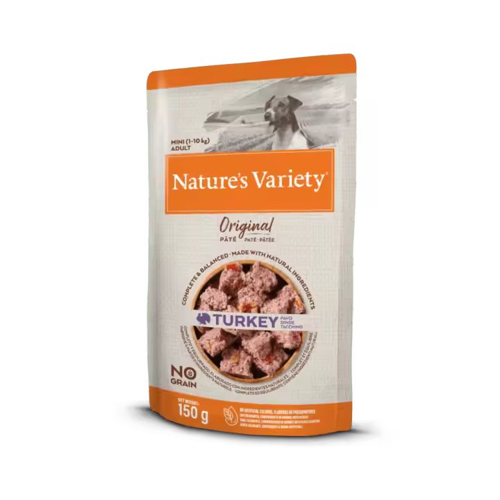 Nature's Variety Paté Mini Pavo - Alimento Húmedo Completo para Perros Mini Sin Cereales - 0,15 Kg X 8 Ud - 1