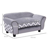 Pawhut Sofá para Mascotas con Patas Cama para Perros de Madera con Cojín Acolchado Acogedora Funda Lavable 73,5x41x33 cm Gris - details 2