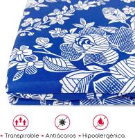 Funda de colchón con Cierre de Cremallera. Fácil de Colocar, Resistente, Suave y Agradable. Poliéster 100%. Tamaños Disponibles: Cama 90, 135, 150, 180. Diseño Floreado. - details 0