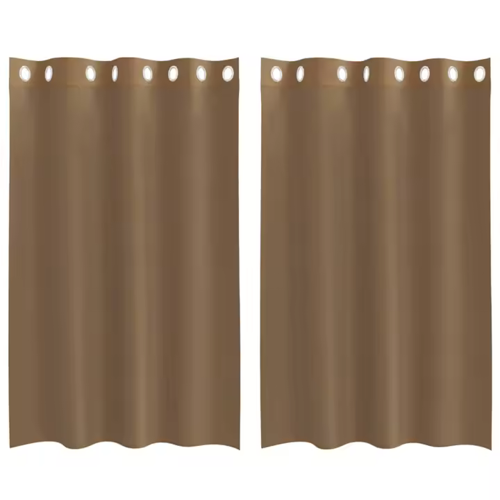 vidaXL Cortinas de gasa con ojales 2 uds marrón claro - 1