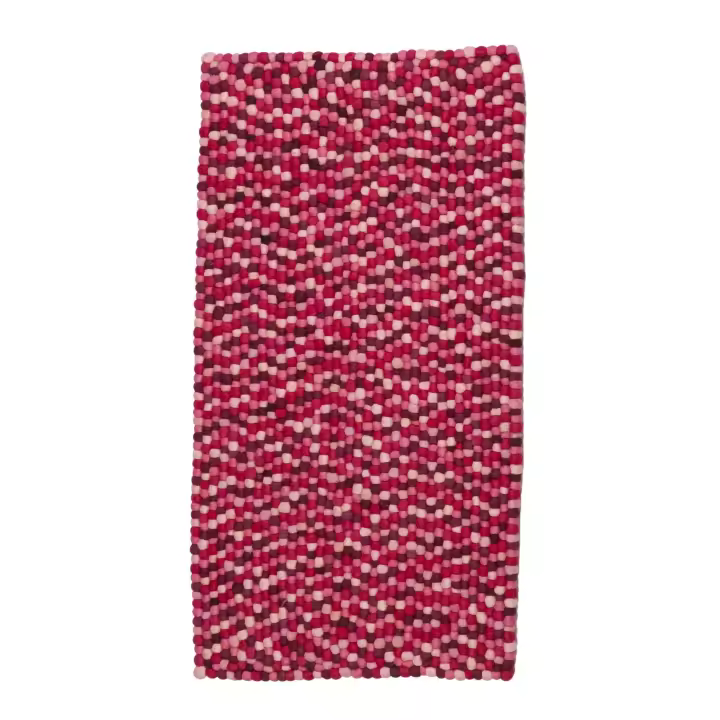 Alfombra de Bolas de Fieltro de Lana Tejida a Mano - Multicolor - Cuarto de Niños - Moderna - Juvenil - 070x130cms - 1