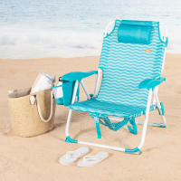 Aktive - Silla de playa plegable, 4 posiciones, 48x58x76 cm, aluminio y poliéster, soporta 110 kg, topes antivuelco, incluye cojín acolchado, bolsillo lateral y trasero, transporte tipo mochila, silla reclinable de playa, respaldo reclinable - details 1