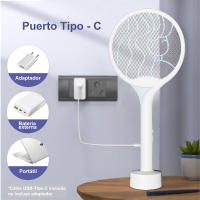 AYA MARKT Raqueta Matamoscas Eléctrica 2 en 1,Mata Mosquitos Eléctrico USB Recargable,Luz UV,3Capas de Red,con Soporte,para Casa,Jardín,Camping,Oficina,Restaurante... - details 1