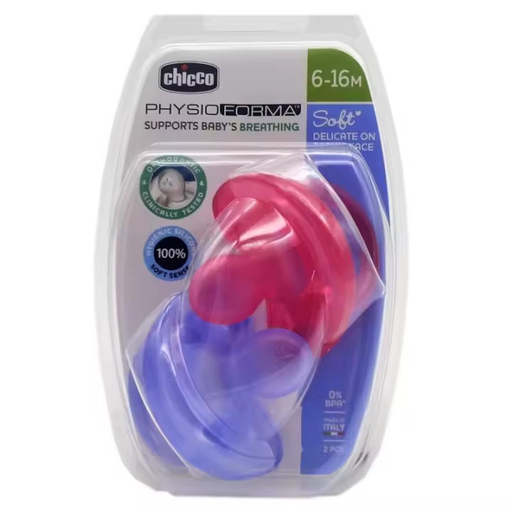 CHICCO 2xChupete Physio Soft Silicon Rosa 6-16m (Todogoma) ✅ Entrega 24/72h - 1