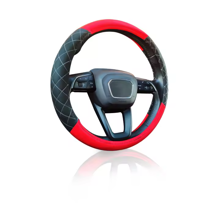 Enerfero Funda Volante para Coche,Cubierta de Volante Cuero Microfibra Tamaño Universal 37.5-39.5 CM，Color Negro Azul y Rojo, (Rojo)024314 - 1