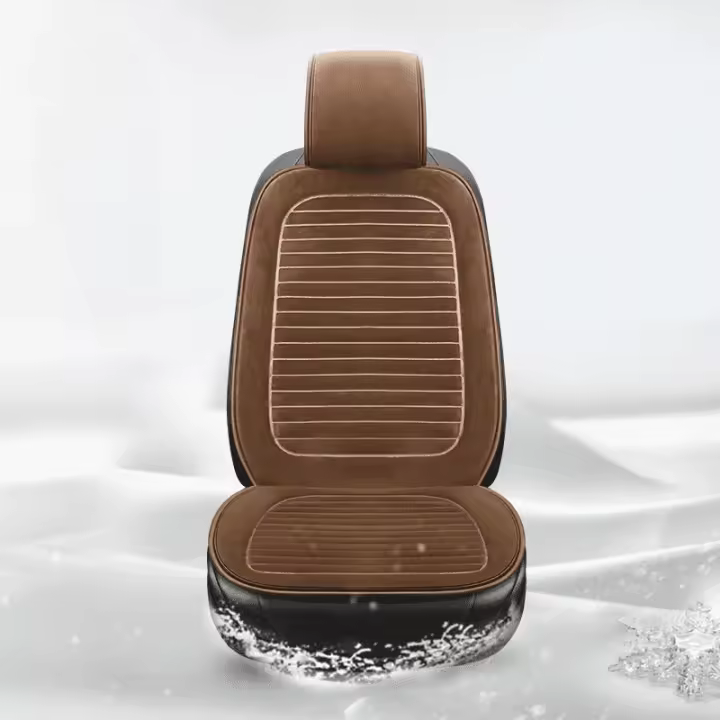 Cojín De Asiento Para Coche Invierno Corto De Peluche Grueso Y Cálido Antideslizante Integrado Para Un Solo Asiento - 1