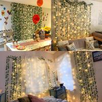 Luz De Cadena De Rattan Verde Hojas 10/5M Para Decoración De Pared Lámpara LED Para Jardín Aisles Iluminación De Bodas Y Fiestas Ambiente Strip - details 3