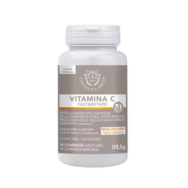 Vitamina C fast & retard naranja 90 comprimidos masticables de 1250mg (Naranja)  Gianluca Mech - 1