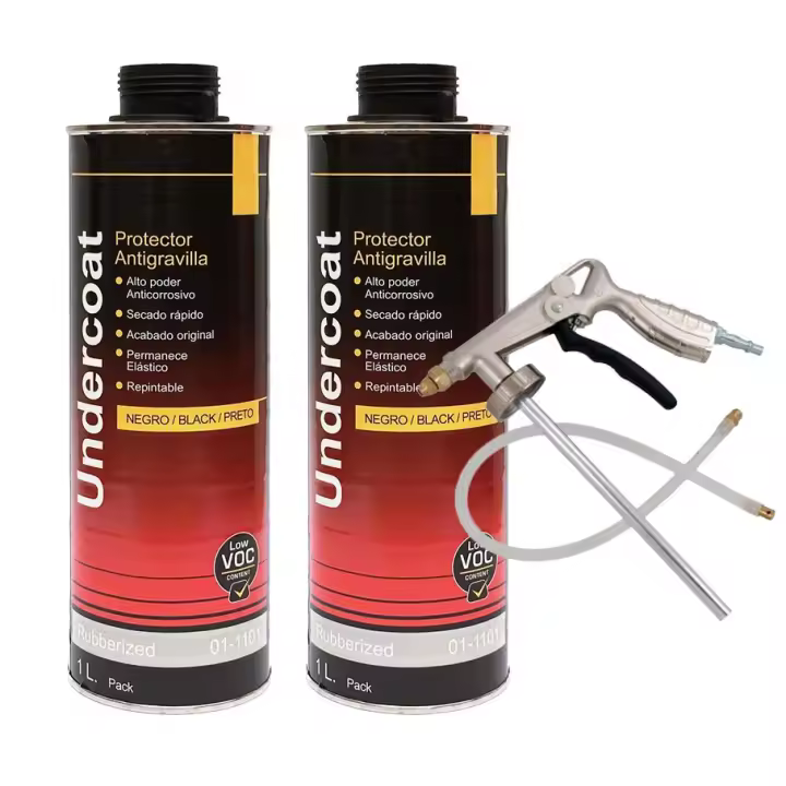 JOMAFA - Kit de 2 botes antigravilla 1 litro color negro + pistola antigravilla neumatica - JMK10040-2 - 1